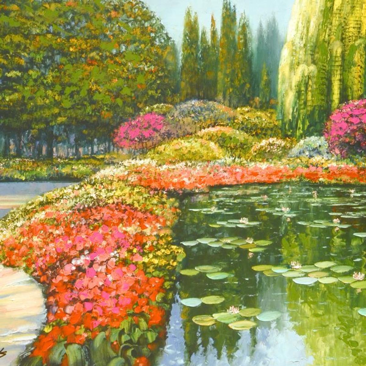 Howard Behrens (1933-2014), "The Colors Of Giverny " Limited Edition on Canvas, Numbered and Signed with COA.