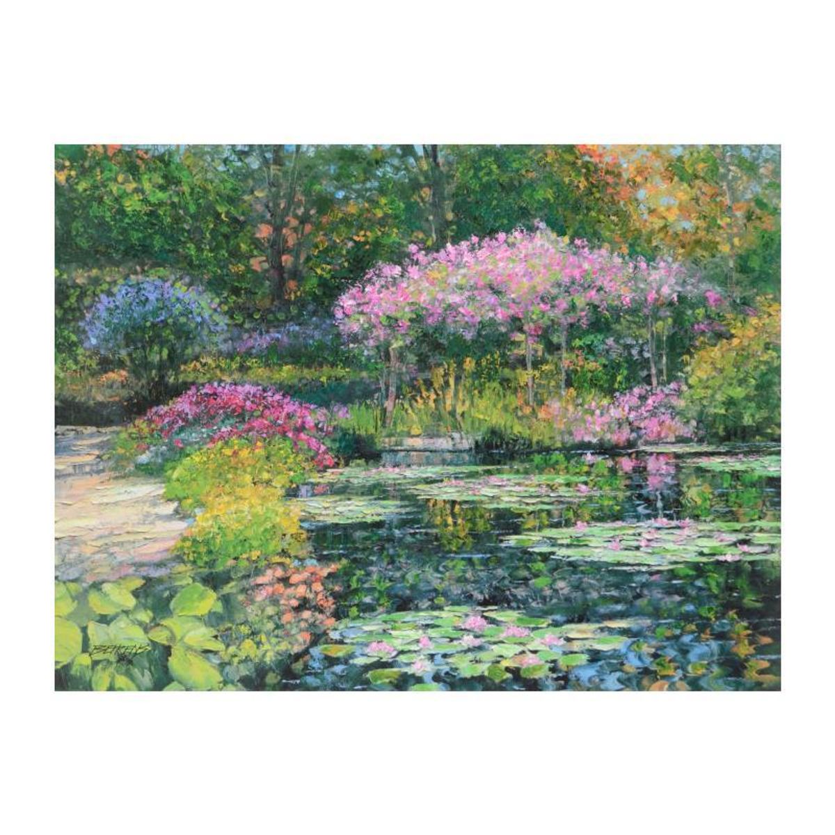 Howard Behrens (1933-2014), "Giverny Lily Pond" Limited Edition on Canvas, Numbered and Signed with COA.