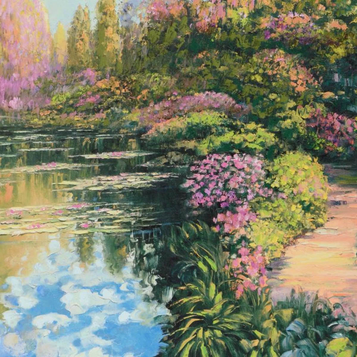 Howard Behrens (1933-2014), "Giverny Path" Limited Edition on Canvas, Numbered and Signed with COA.