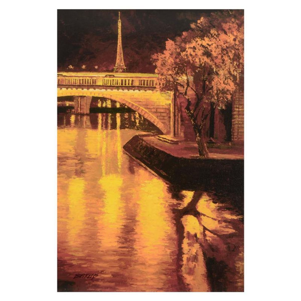 Howard Behrens (1933-2014), "Twilight On The Seine I" Limited Edition on Canvas, Numbered and Signed with COA.