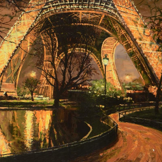 Howard Behrens (1933-2014), "Twilight At The Eiffel Tower" Limited Edition on Canvas, Numbered and Signed with COA.