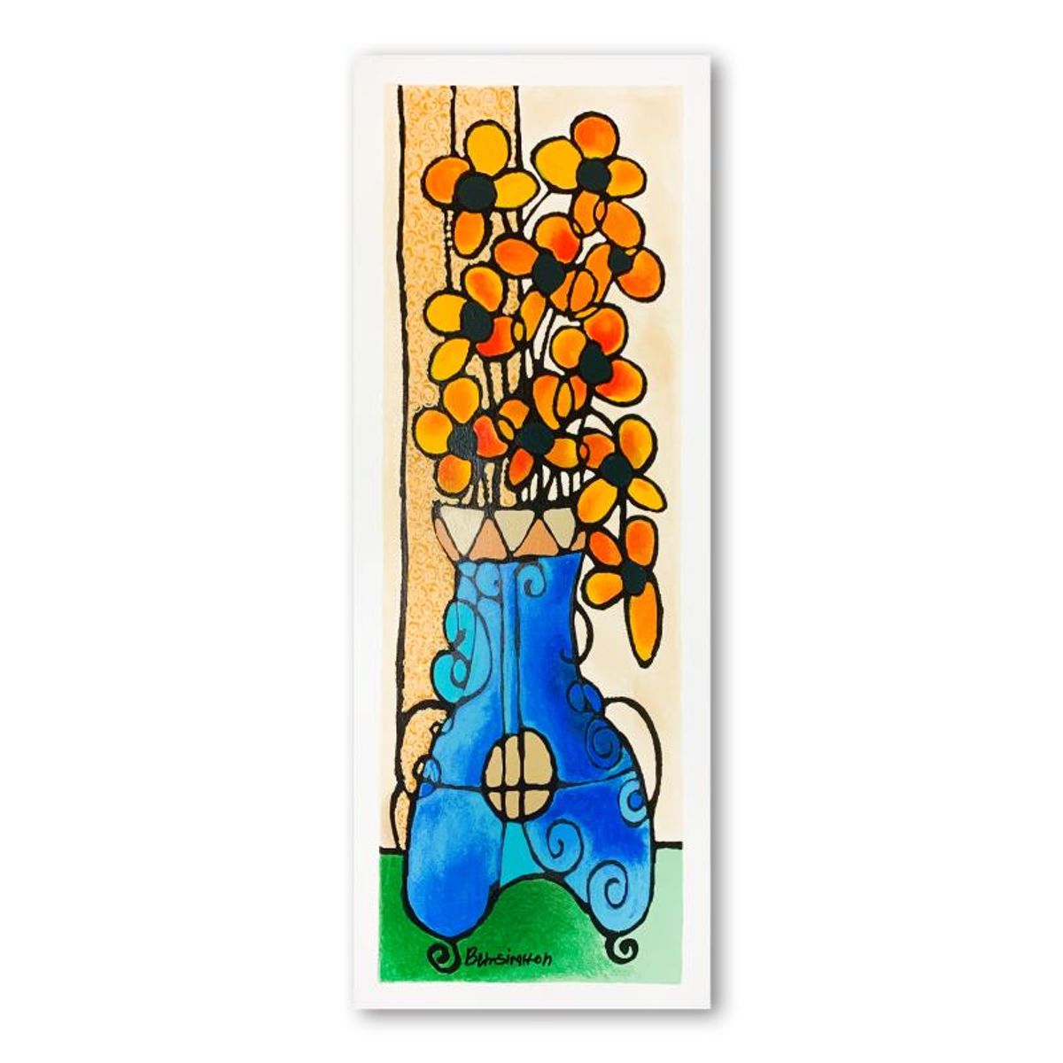 Ben Simhon, "Blue Vase I" Hand Signed Limited Edition Serigraph on Paper with Letter of Authenticity.