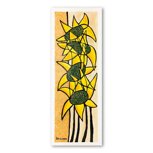 Ben Simhon, "Sunflower Trio" Hand Signed Limited Edition Serigraph on Paper with Letter of Authenticity.