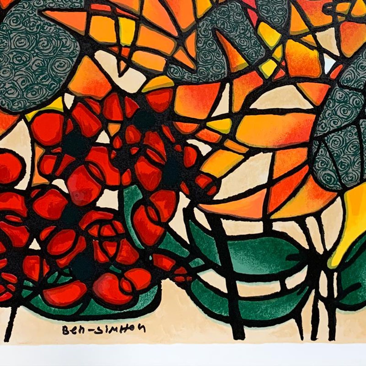 Ben Simhon, "Sunflowers" Hand Signed Limited Edition Serigraph on Paper with Letter of Authenticity.