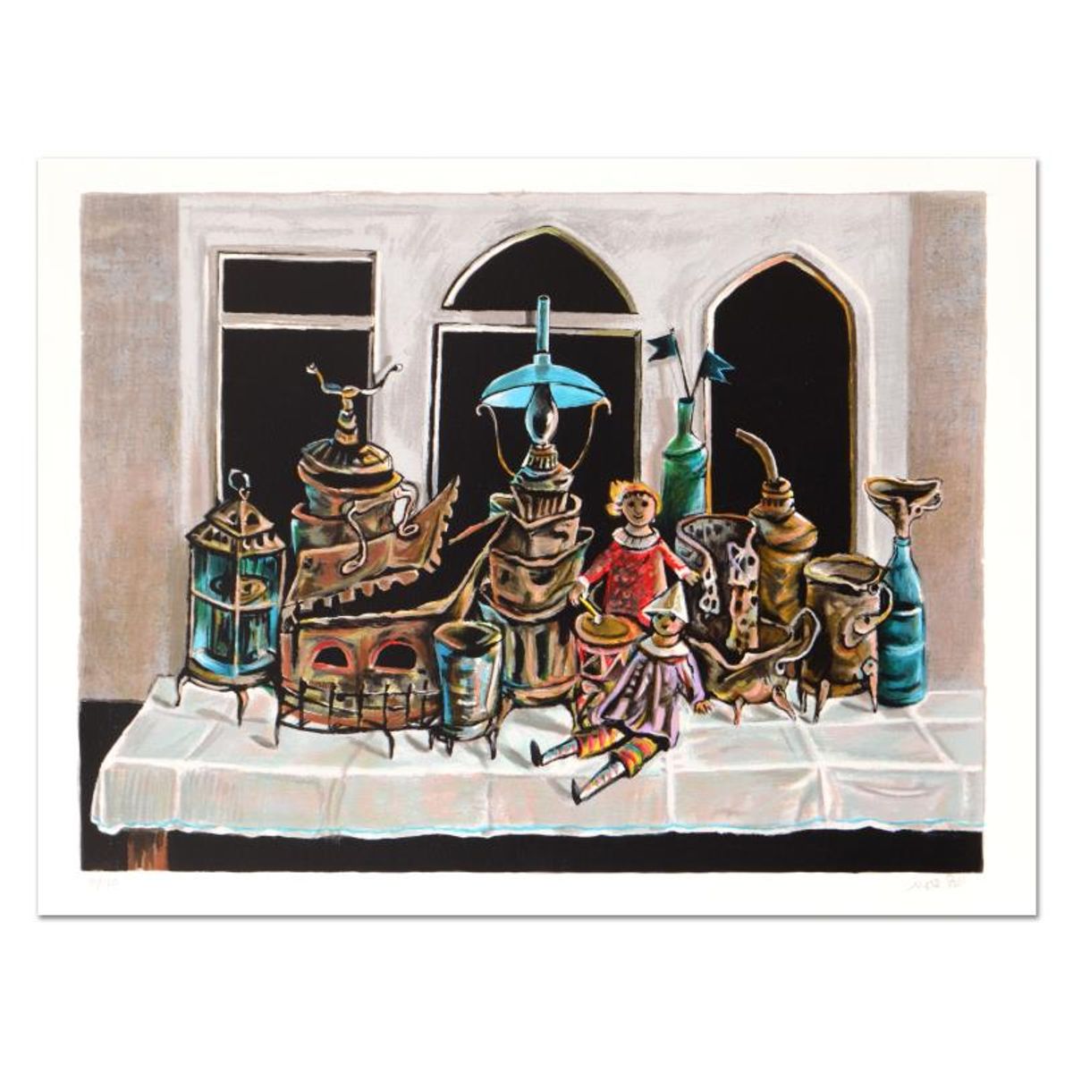 Yosl Bergner (1920-2017), "Lightings" Limited Edition Lithograph, Numbered and Hand Signed with Certificate of Authenticity.