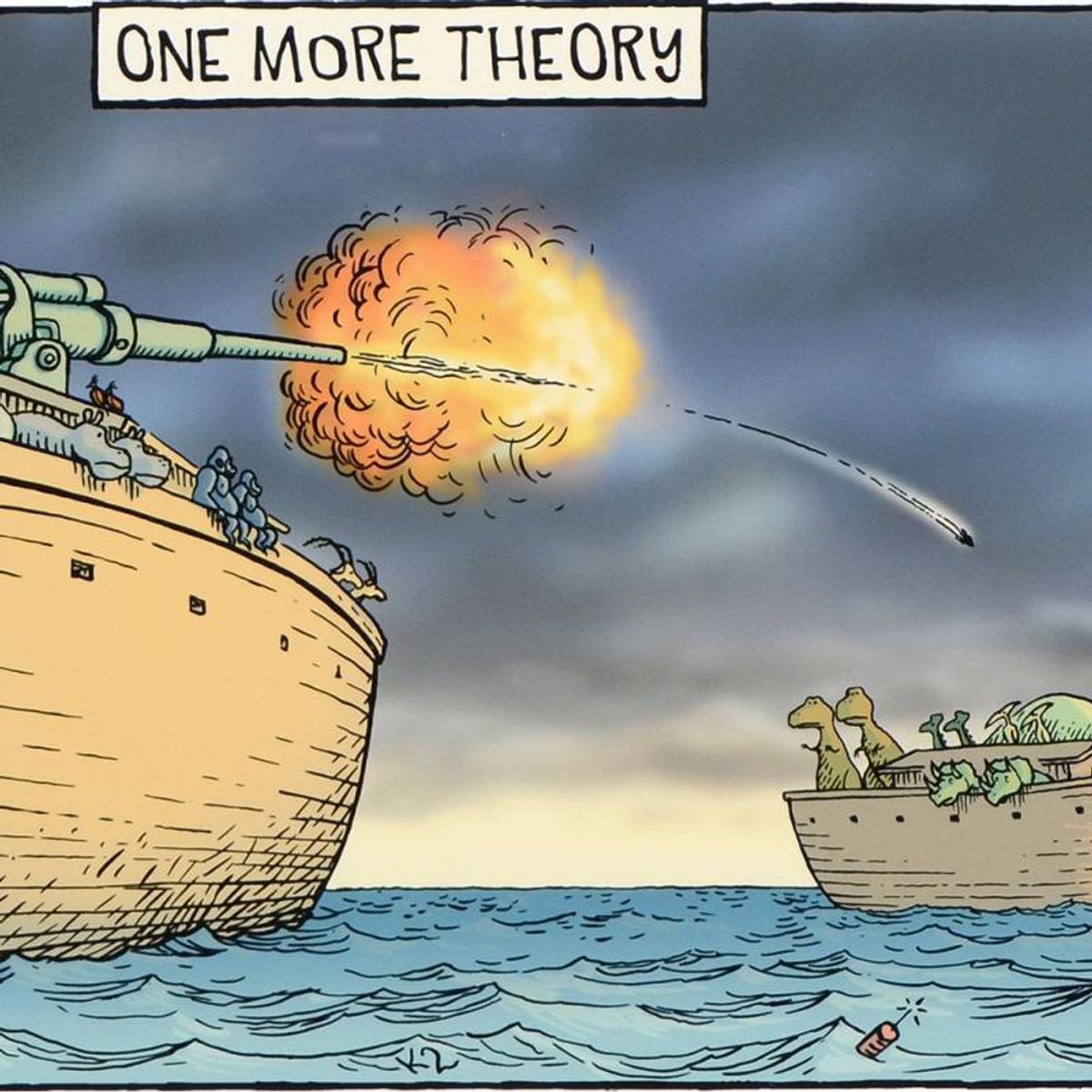Bizarro, "One More Theory" Numbered Limited Edition Hand Signed by creator Dan Piraro; Letter of Authenticity.
