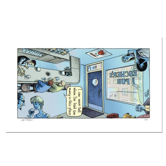 Bizarro, "Escher's Pub" Numbered Limited Edition Hand Signed by creator Dan Piraro; Letter of Authenticity.