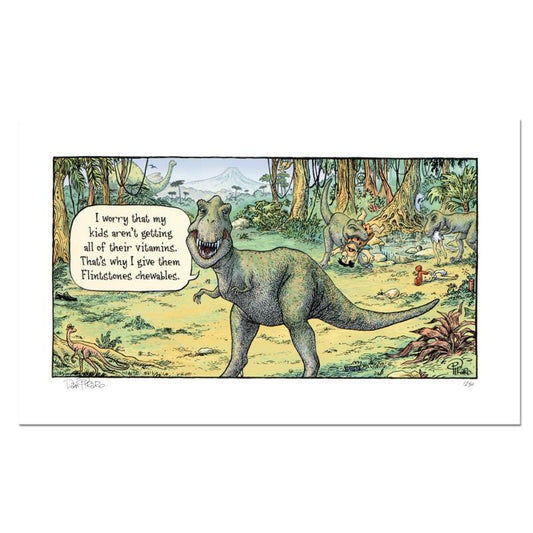 Bizarro, "Flintstones" Numbered Limited Edition Hand Signed by creator Dan Piraro; Letter of Authenticity.