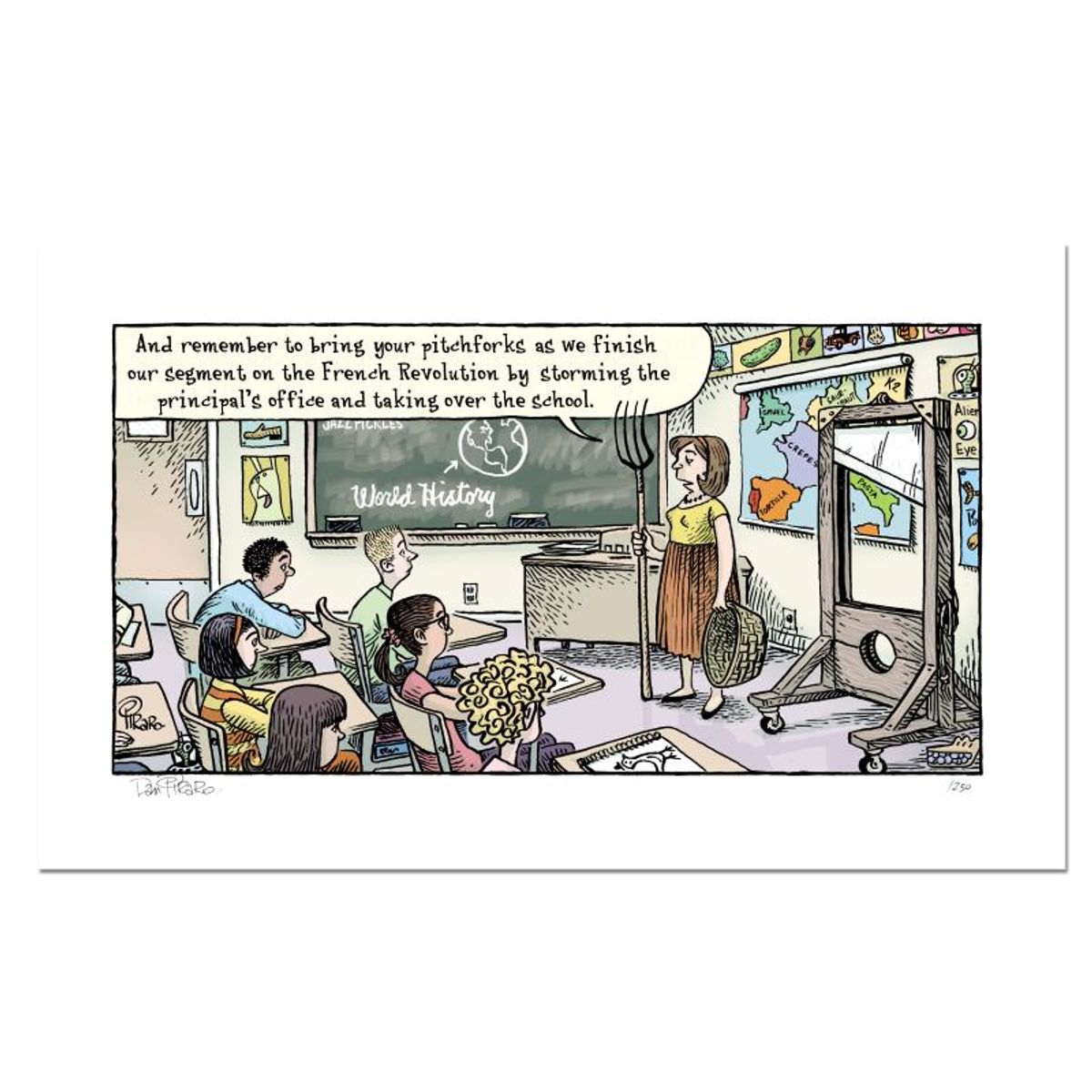 Bizarro, "French Rev" Numbered Limited Edition Hand Signed by creator Dan Piraro; Letter of Authenticity.