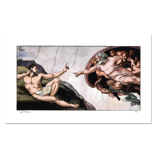 Bizarro, "Interruption of Adam" Numbered Limited Edition Hand Signed by creator Dan Piraro; Letter of Authenticity.