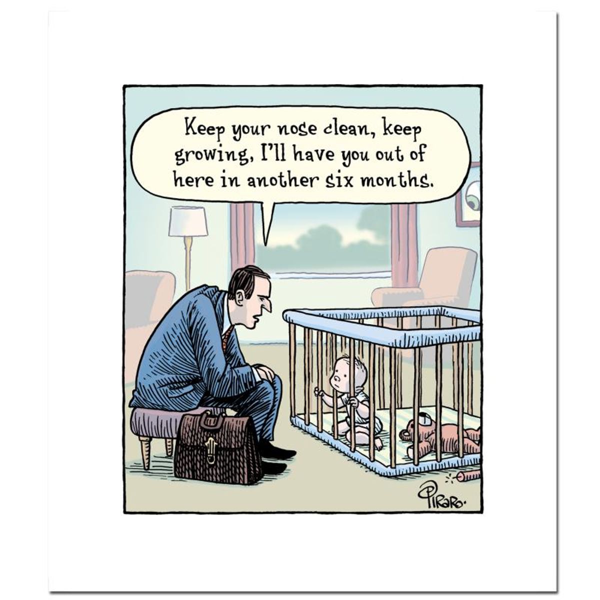 Bizarro, "Baby Jail" Numbered Limited Edition Hand Signed by Creator Dan Piraro; Letter of Authenticity.