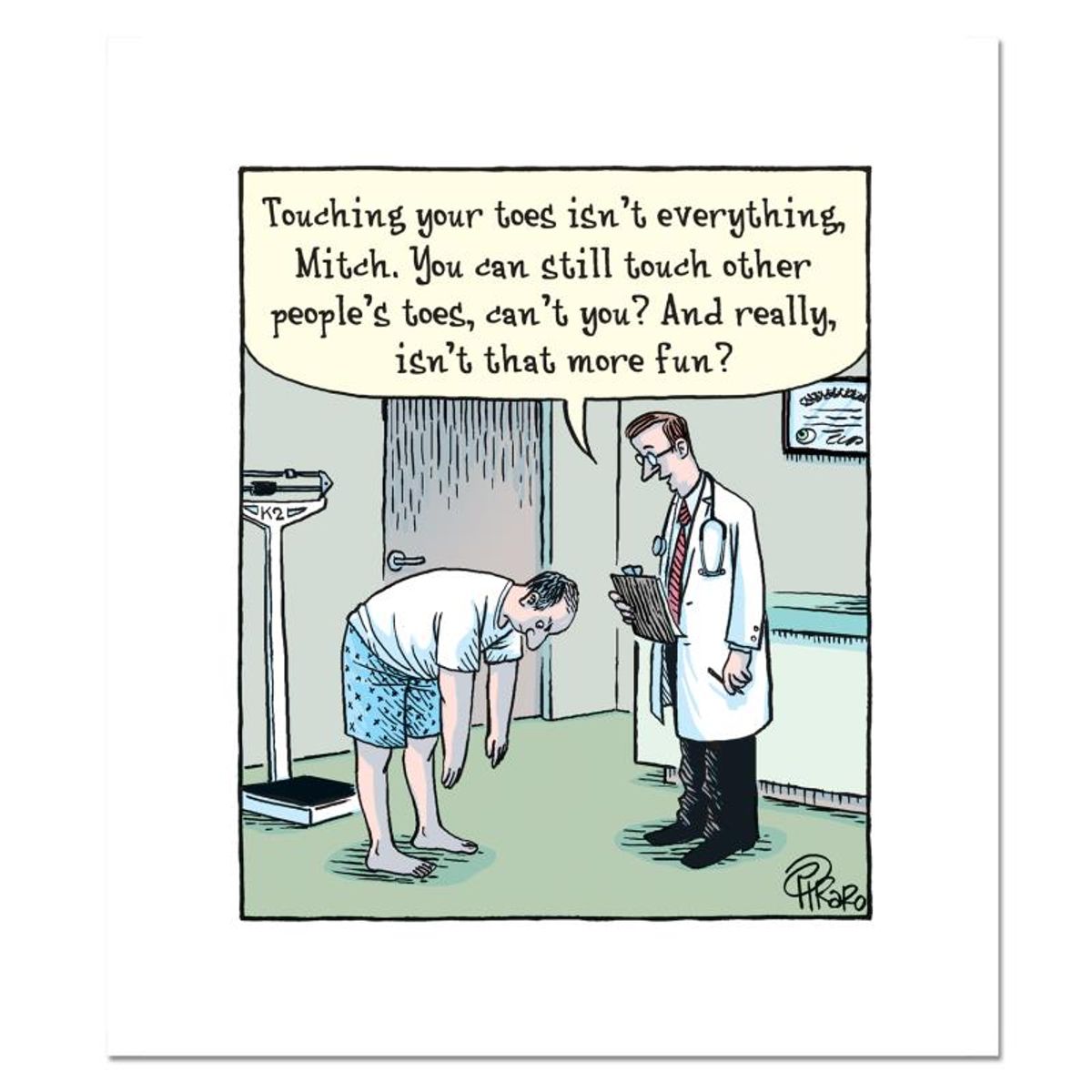 Bizarro, "Doctor Toes" Numbered Limited Edition Hand Signed by Creator Dan Piraro; Letter of Authenticity.