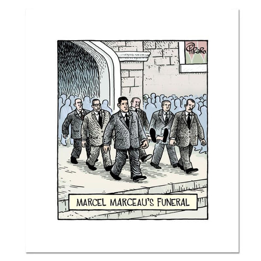 Bizarro, "Marceau Funeral" Numbered Limited Edition Hand Signed by Creator Dan Piraro; Letter of Authenticity.