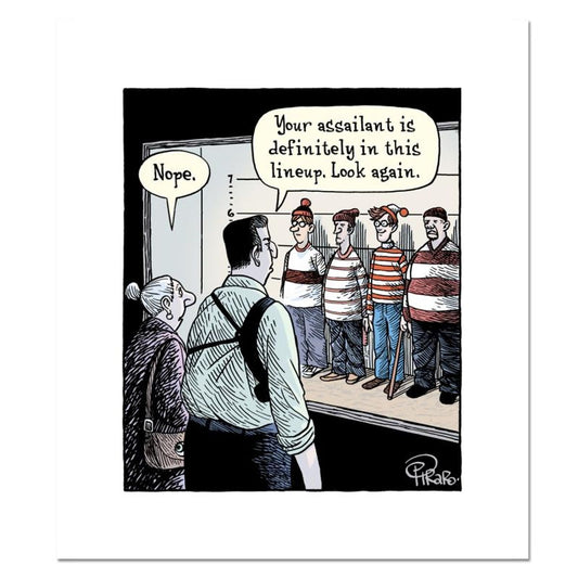 Bizarro, "Waldo Lineup" Numbered Limited Edition Hand Signed by Creator Dan Piraro; Letter of Authenticity.