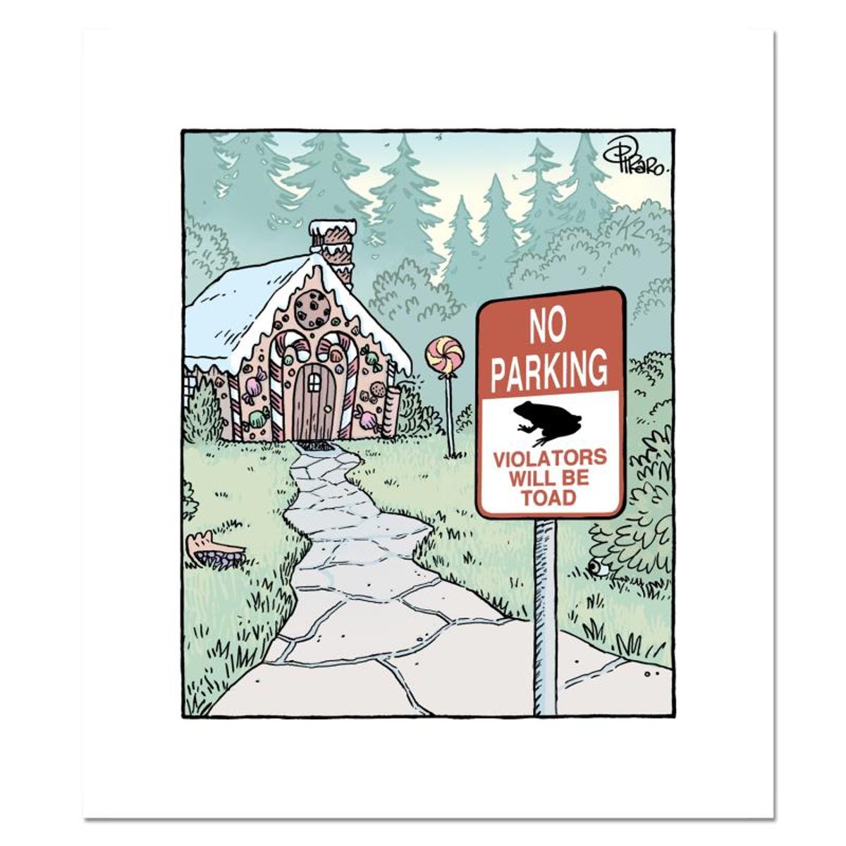 Bizarro, "Witch Parking" Numbered Limited Edition Hand Signed by Creator Dan Piraro; Letter of Authenticity.