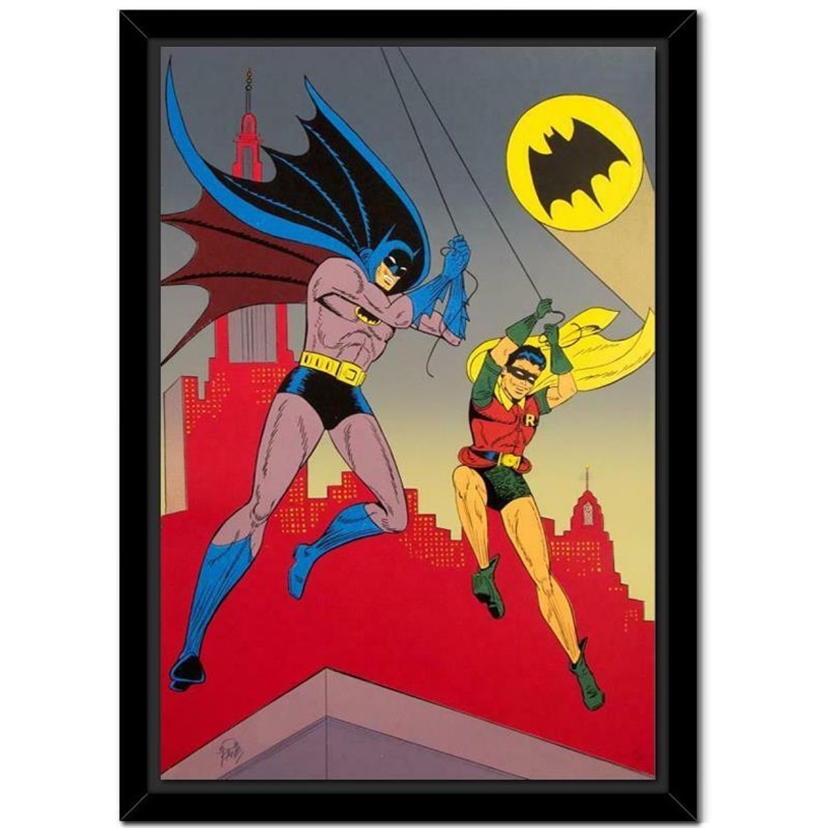 Bob Kane (1915-1998), "Batman and Robin" Framed Hand Signed Limited Edition Original Lithograph with Certificate of Authenticity.