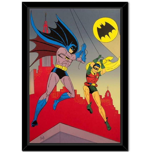 Bob Kane (1915-1998), "Batman and Robin" Framed Hand Signed Limited Edition Original Lithograph with Certificate of Authenticity.