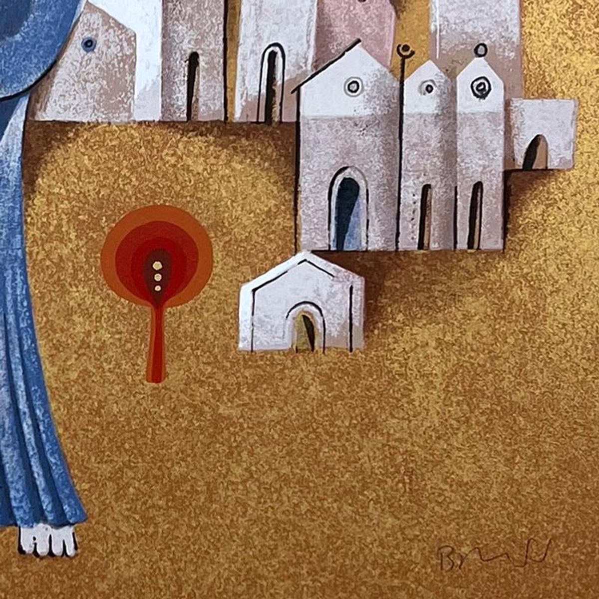Samy Briss, "Les Amoureux du Village" Limited Edition Serigraph, Hand Signed and Numbered with Letter of Authenticity.