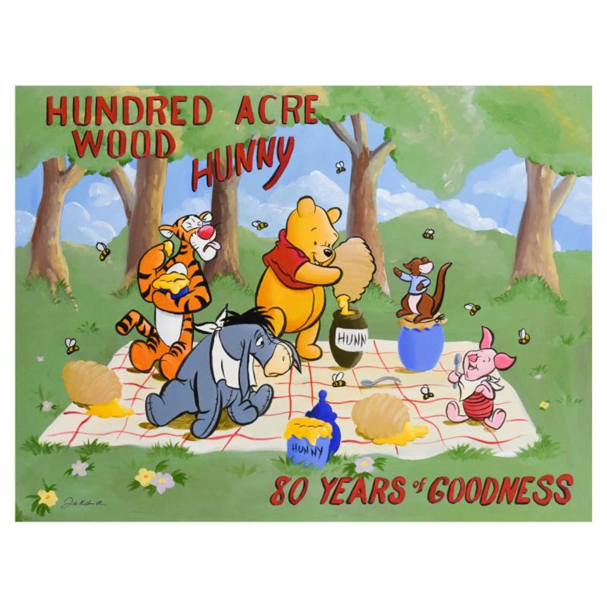 Tricia Buchanan-Benson, "Hundred Acre Wood" Limited Edition on Canvas from Disney Fine Art, Numbered and Hand Signed with Letter of Authenticity