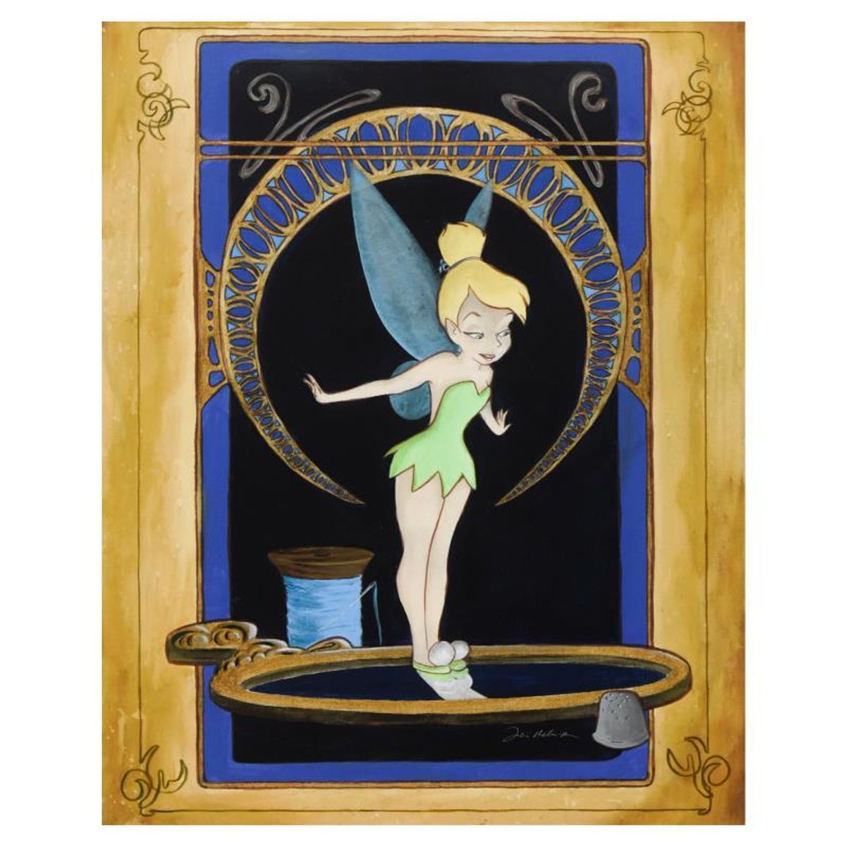 Tricia Buchanan-Benson, "Tink's Reflection" Limited Edition on Gallery Wrapped Canvas from Disney Fine Art, Numbered and Hand Signed with Letter of Authenticity