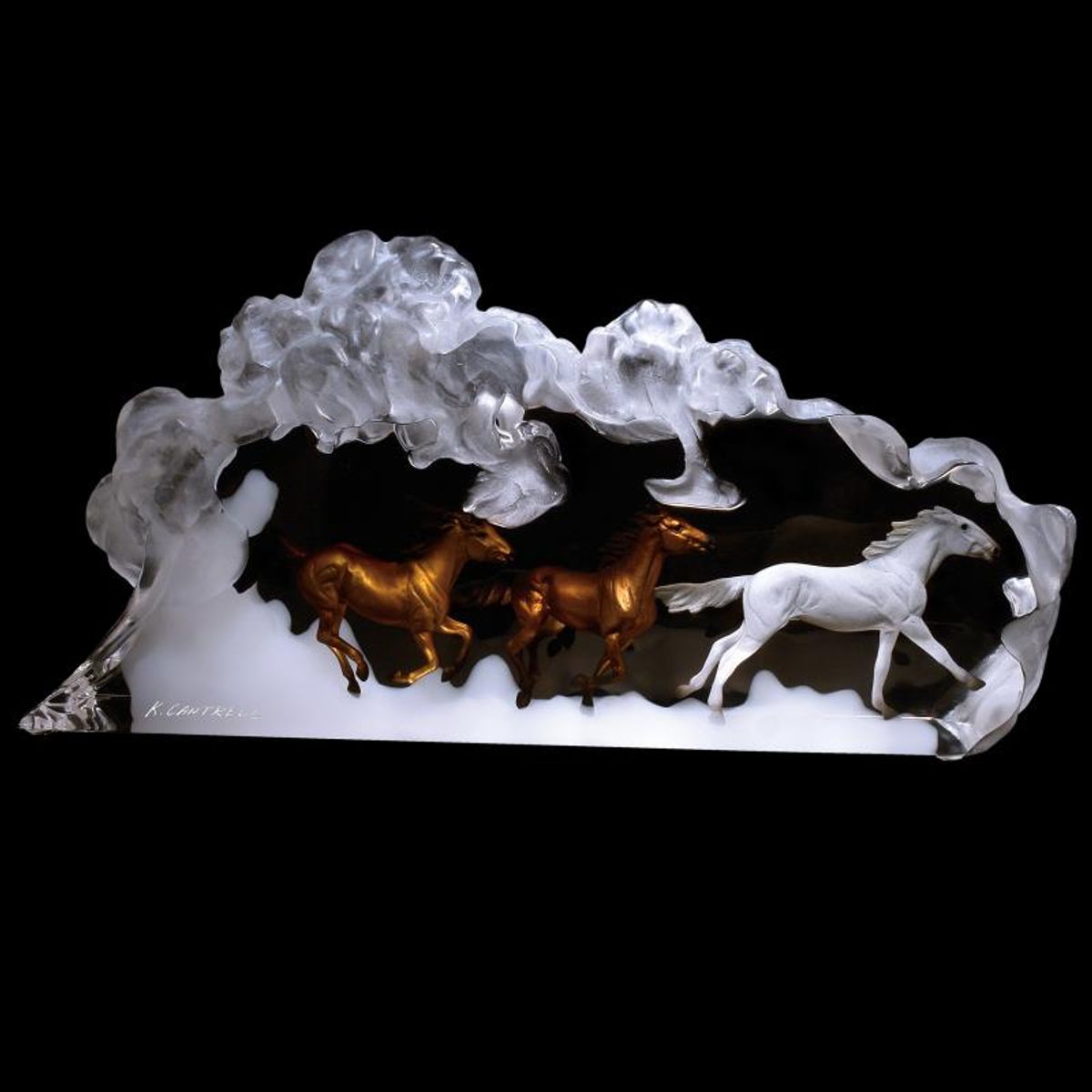 Kitty Cantrell, "Prairie Storm" Limited Edition Mixed Media Lucite Sculpture with COA.