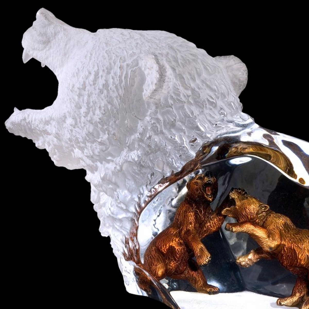 Kitty Cantrell, "Savage Spirit (Bears)" Limited Edition Mixed Media Lucite Sculpture with COA.