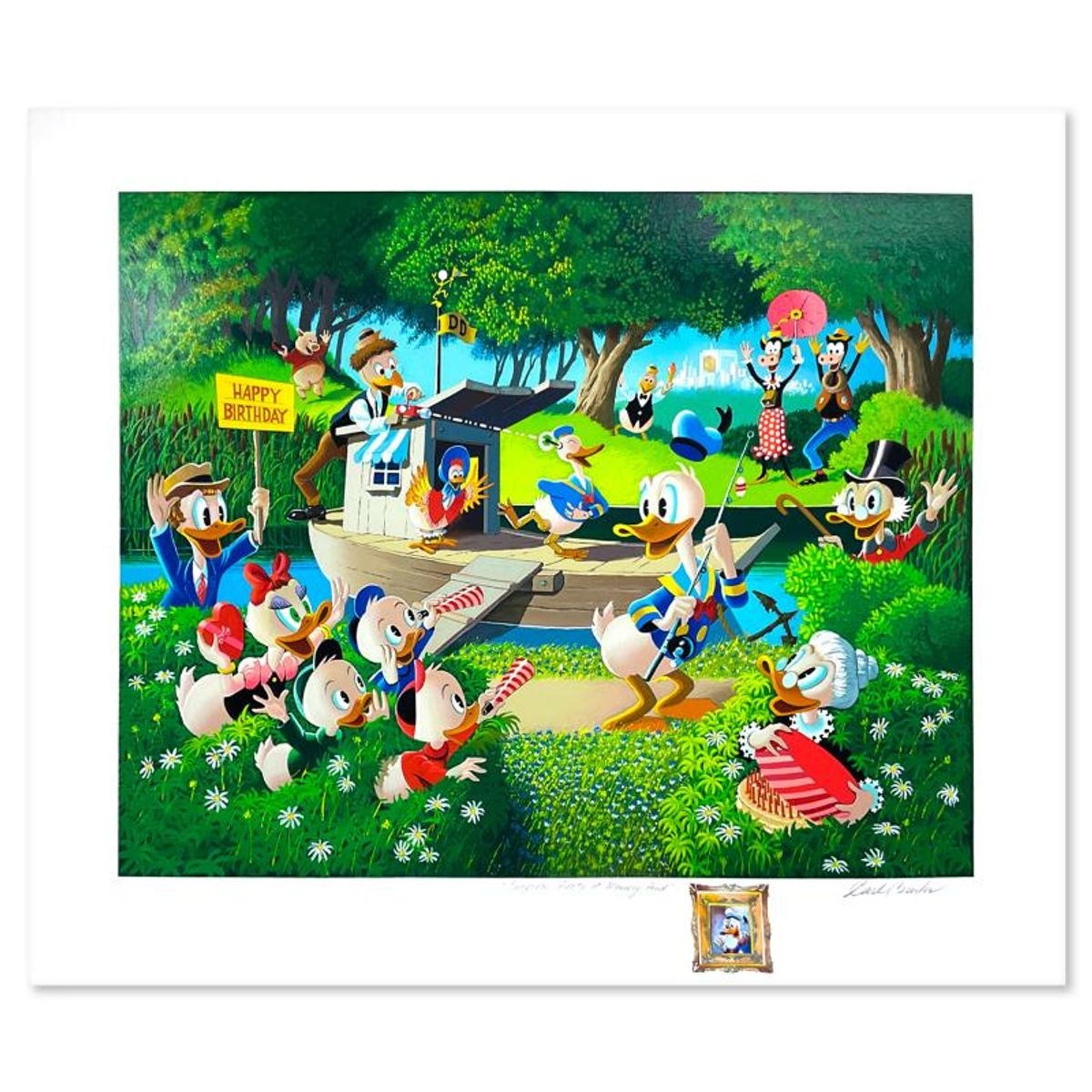 Carl Barks (1901-2000), "Surprise Party at Memory Pond" Limited Edition Serigraph with Remarque from Disney Fine Art, Numbered and Hand Signed with Letter of Authenticity