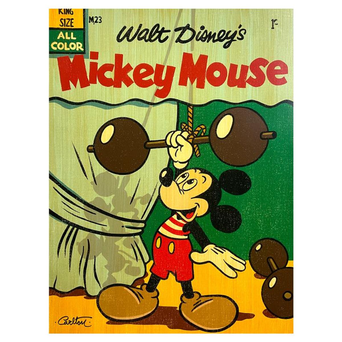 Trevor Carlton, "Muscle Mickey" Limited Edition Proof on Canvas from Disney Fine Art, Numbered and Hand Signed with Letter of Authenticity