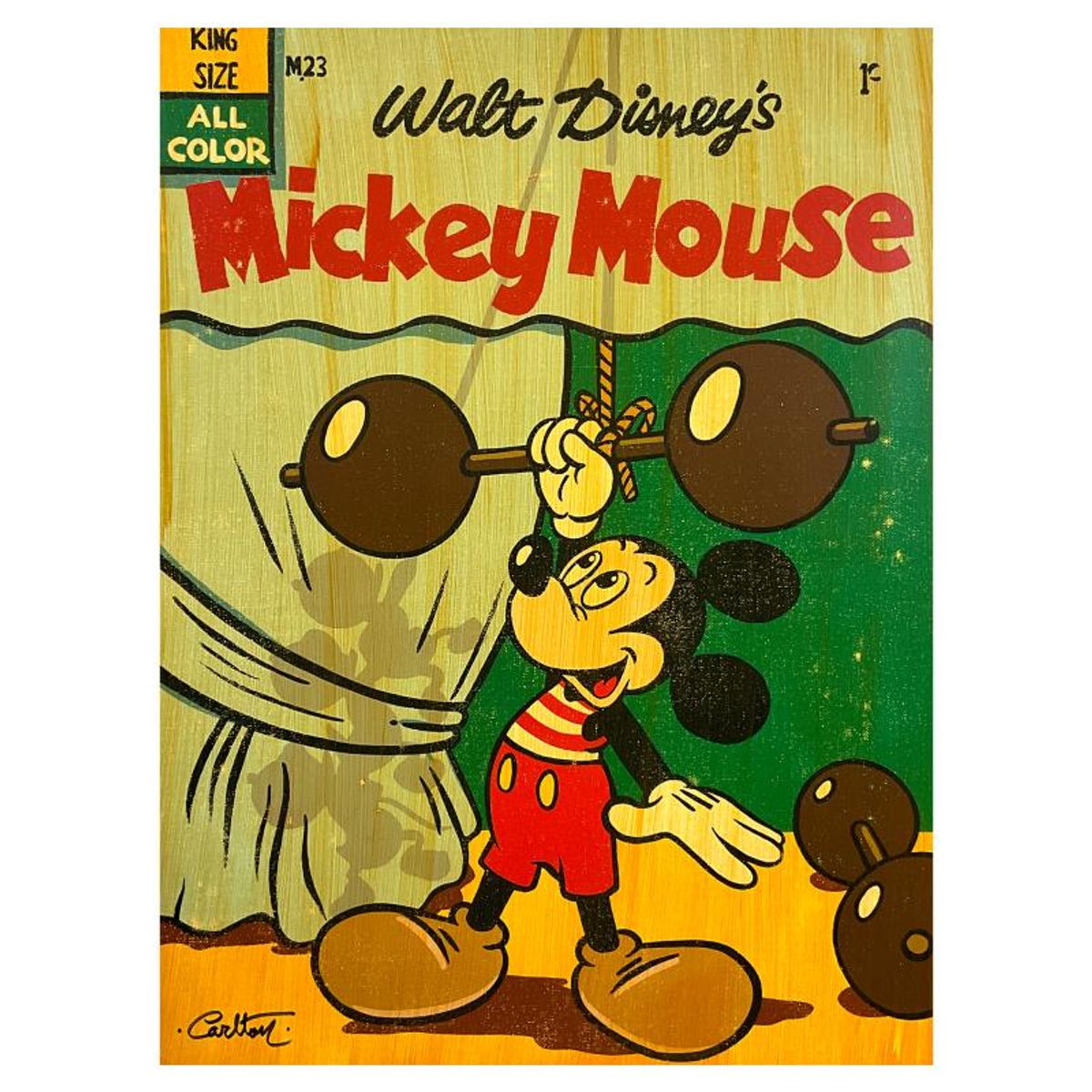 Trevor Carlton, "Muscle Mickey" Limited Edition on Canvas from Disney Fine Art, Numbered and Hand Signed with Letter of Authenticity