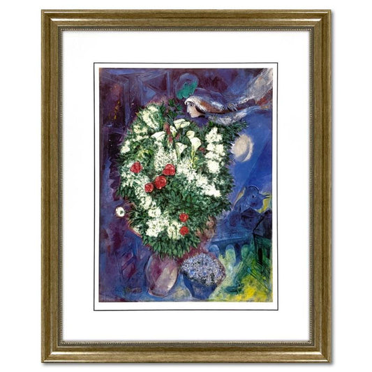 Marc Chagall (1887-1985), "Bouquet with Flying Lover" Framed Offset Lithograph with Letter of Authenticity.