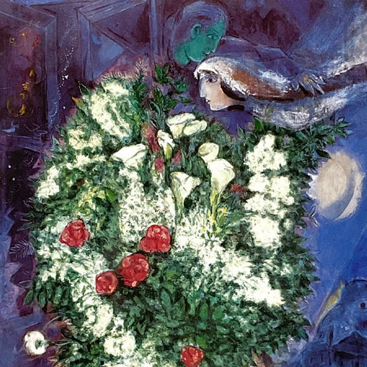 Marc Chagall (1887-1985), "Bouquet with Flying Lover" Framed Offset Lithograph with Letter of Authenticity.