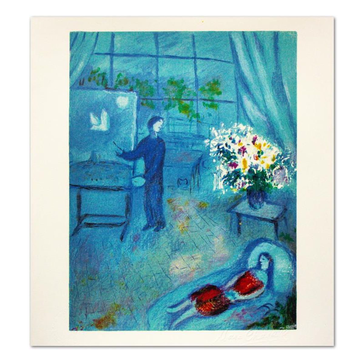 Marc Chagall (1887-1985), "L'artiste Et Son Modele" Limited Edition Lithograph with Letter of Authenticity.