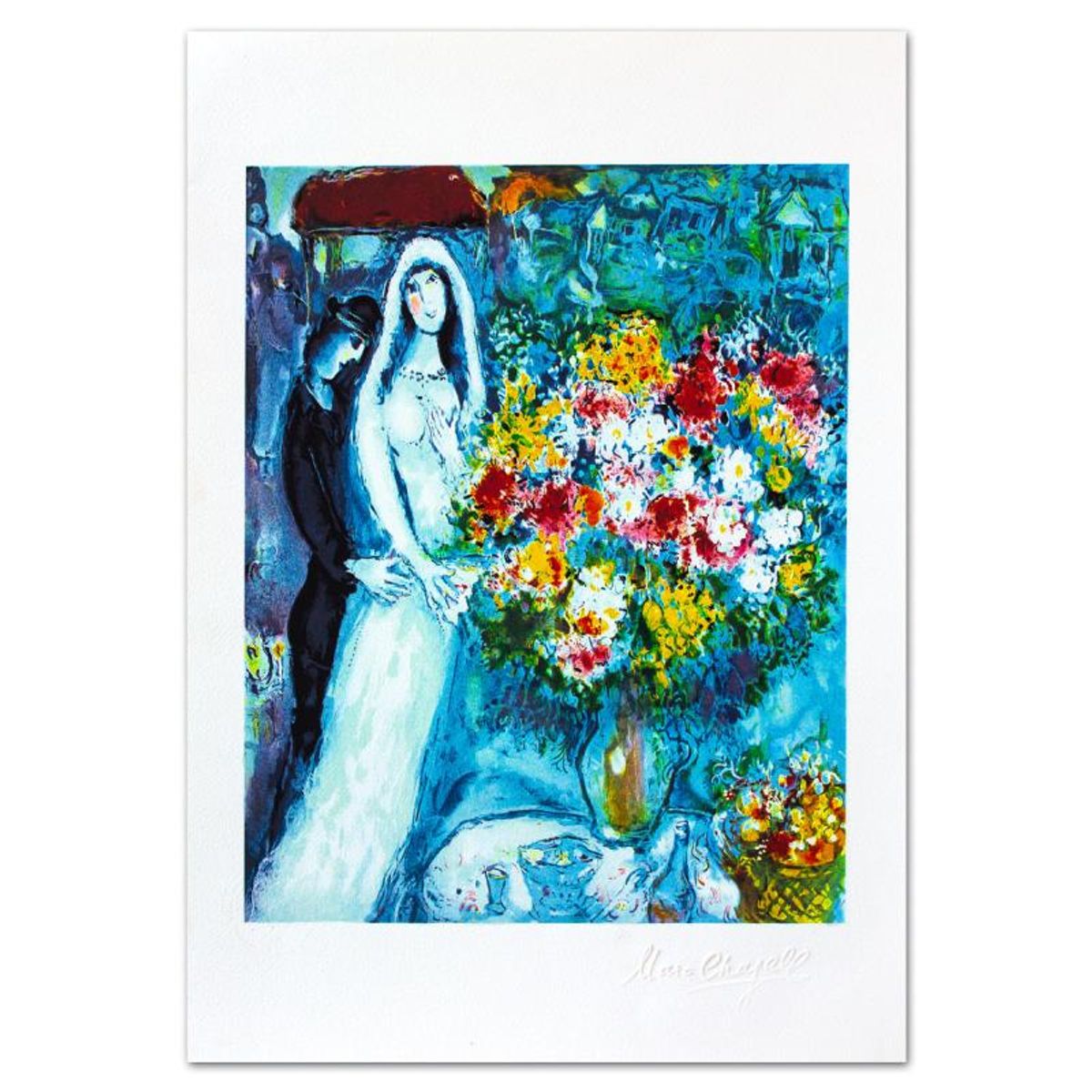 Marc Chagall (1887-1985), "Bridal Bouquet" Limited Edition Lithograph with Letter of Authenticity.