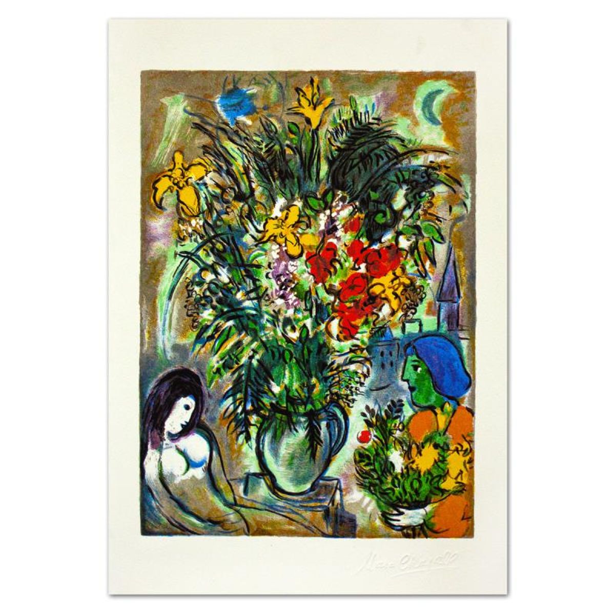 Marc Chagall (1887-1985), "L'offrande" Limited Edition Serigraph with Letter of Authenticity.