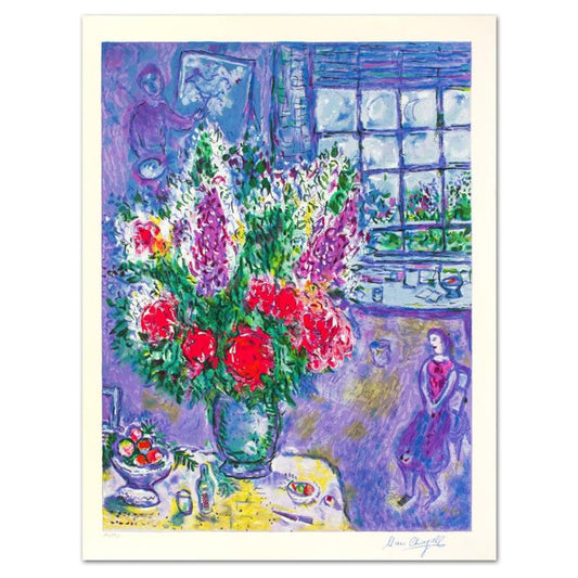 Marc Chagall (1887-1985), "Autoportrait Avec Bouquet" Limited Edition Serigraph with Letter of Authenticity.