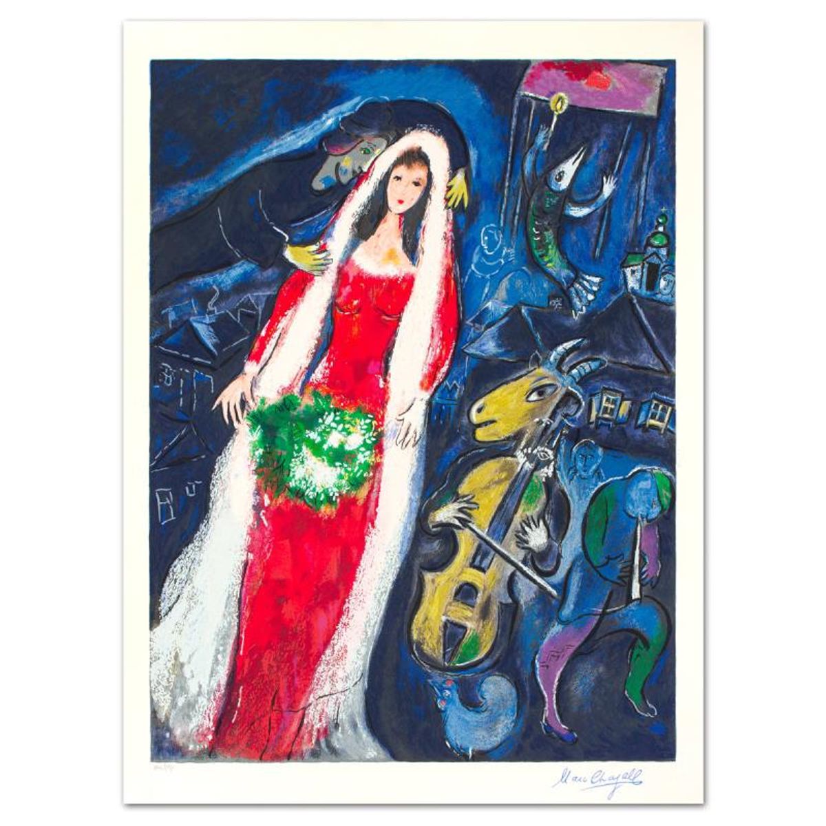 Marc Chagall (1887-1985), "Maries Au Village" Limited Edition Serigraph with Letter of Authenticity.