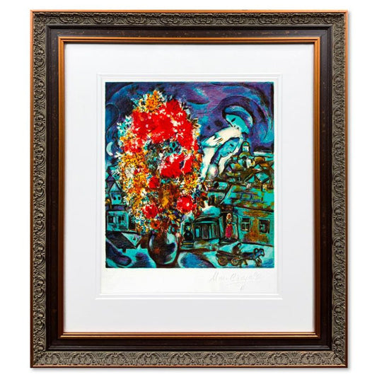 Marc Chagall (1887-1985), "Le Boutique Et Le Village Bleu" Framed Limited Edition Lithograph with Letter of Authenticity.