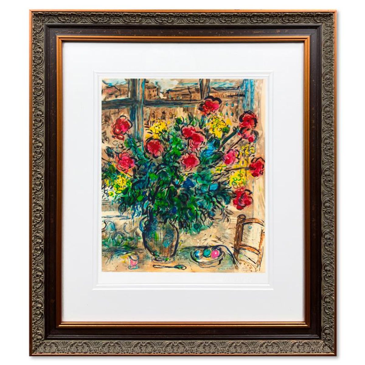 Marc Chagall (1887-1985), "Le Bouquet Devant La Fenetre" Framed Limited Edition Lithograph with Letter of Authenticity.