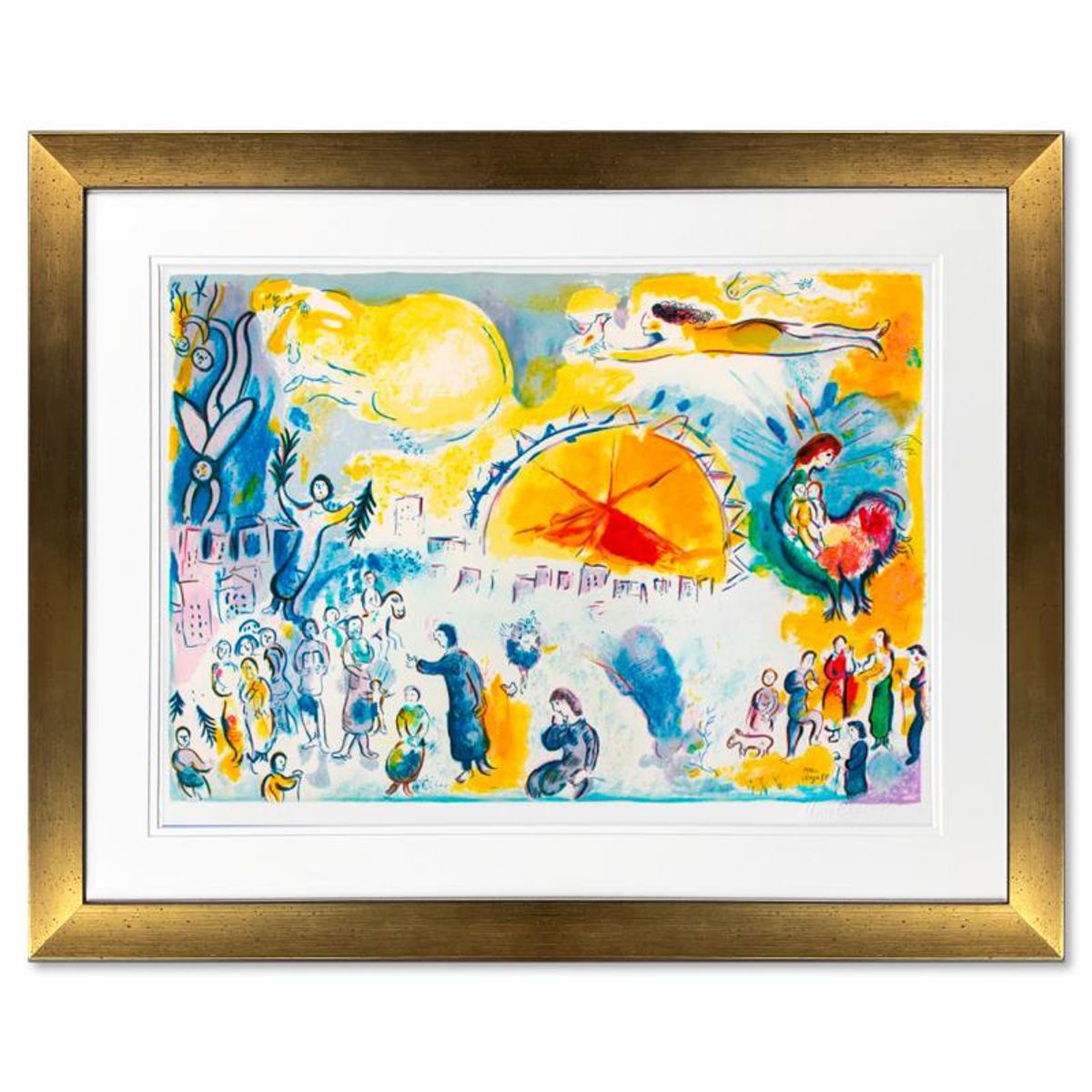 Marc Chagall (1887-1985), "La Procession De Noel" Framed Limited Edition Lithograph with Letter of Authenticity.