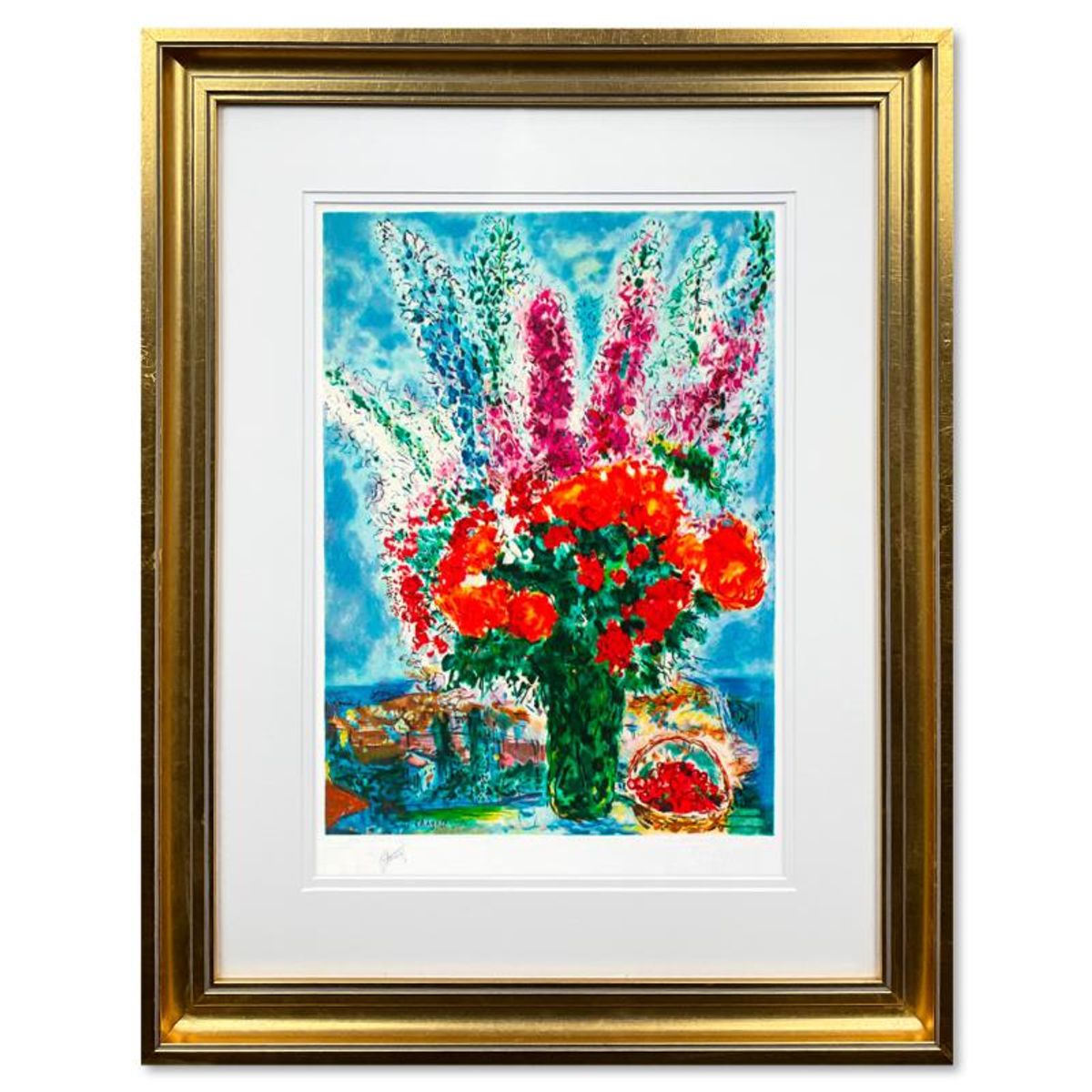 Marc Chagall (1887-1985), "Le Bouquet De Renoncules" Framed Limited Edition Lithograph with Letter of Authenticity.