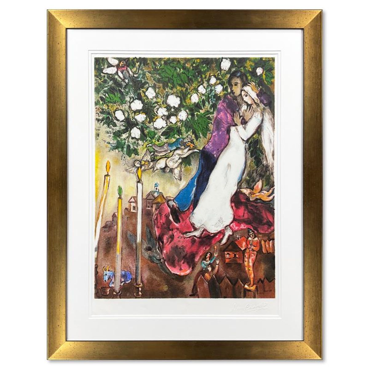Marc Chagall (1887-1985), "Les Trois Cierges" Framed Limited Edition Lithograph with Letter of Authenticity.