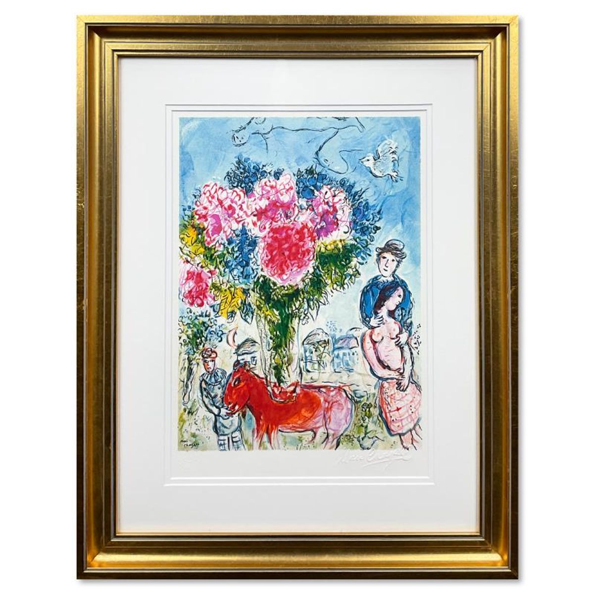 Marc Chagall, "Personnages Fantastiques" Framed Limited Edition Lithograph with Letter of Authenticity.