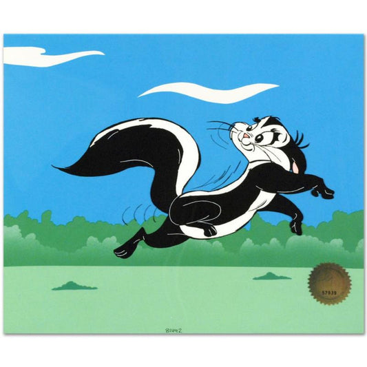Le Pursuit by Chuck Jones (1912-2002). Hand Painted Animation Cel Diptych Limited Edition. Numbered and Hand Signed with Certificate of Authenticity.