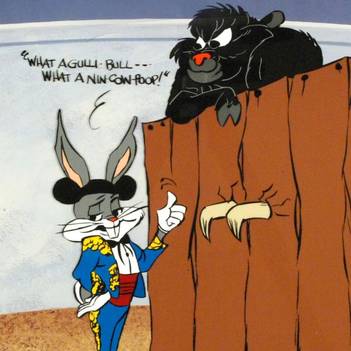 Bugs and Gulli-Bull Limited Edition Animation Cel by Chuck Jones (1912-2002). With Hand Painted Color, Numbered and Hand Signed with Certificate of Authenticity.