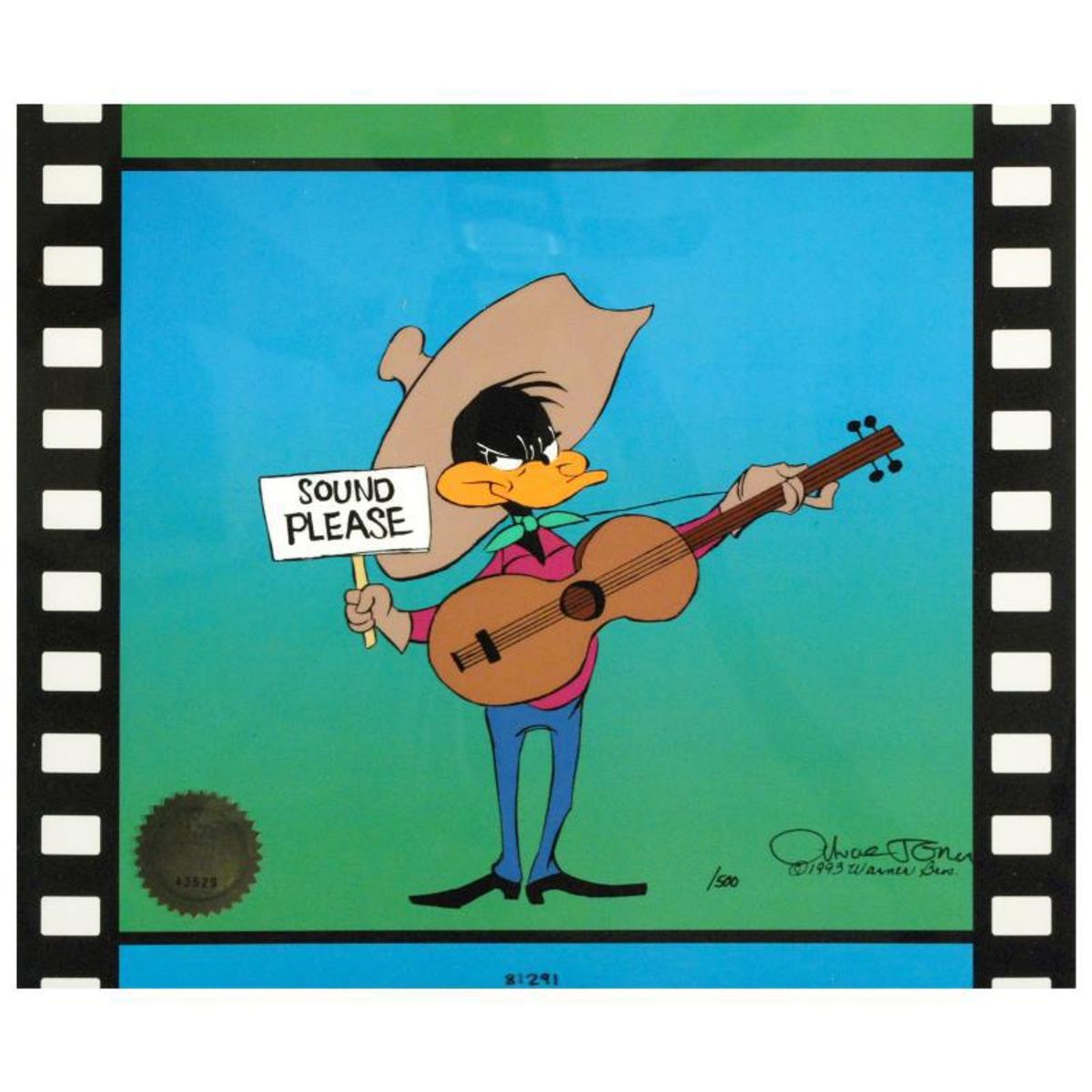Sound Please by Chuck Jones (1912-2002). Limited Edition Animation Cel with Hand Painted Color. Numbered and Hand Signed with Certificate of Authenticity.