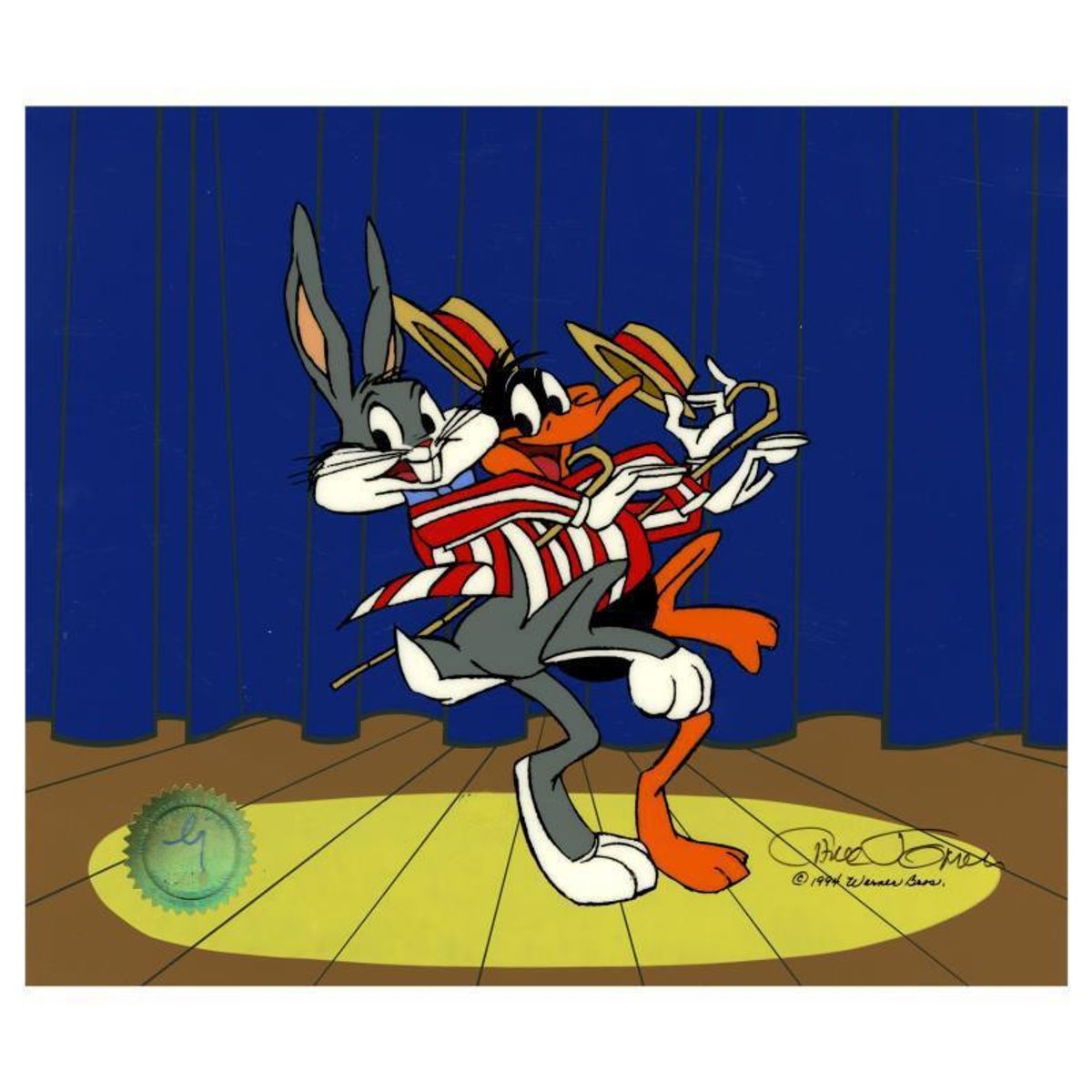 Chuck Jones "Bugs And Daffy: Curtain Call" Hand Signed, Hand Painted Limited Edition Sericel.