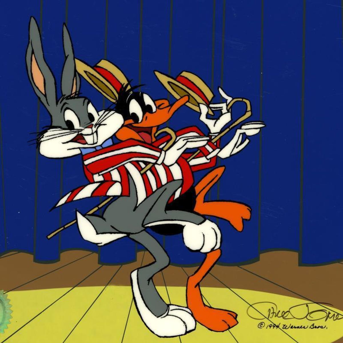 Chuck Jones "Bugs And Daffy: Curtain Call" Hand Signed, Hand Painted Limited Edition Sericel.