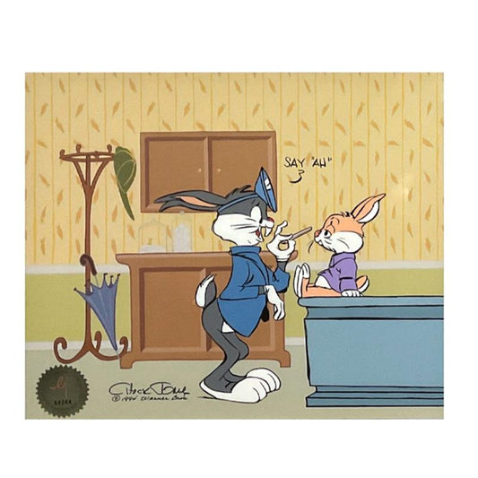 Chuck Jones (1912-2002) "Bugs Doctor: Say Ah!" Hand Signed, Hand Painted Limited Edition Sericel Diptych.