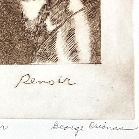 George Crionas (1925-2004), "Homage to Renoir" Limited Edition Etching, Numbered and Hand Signed and Letter of Authenticity