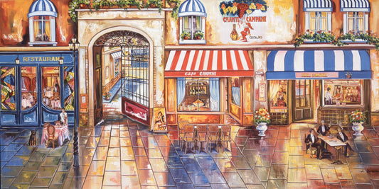 Alexander Borewko- Original Giclee on Canvas "Street Restaurants"
